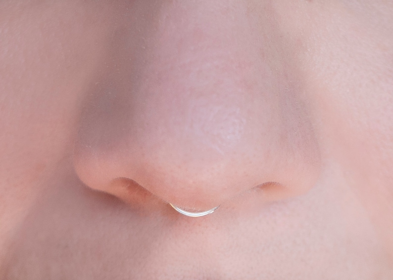 Mini Septum Cuff, Tiny, Small Hoop, 20 Gauge SILVER Fake Nose Ring No