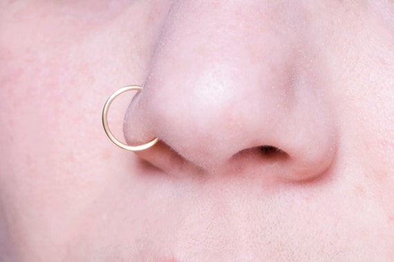 Extra Large Hoop Fake Nose Ring 20 Gauge Gold Nose Cuff Body