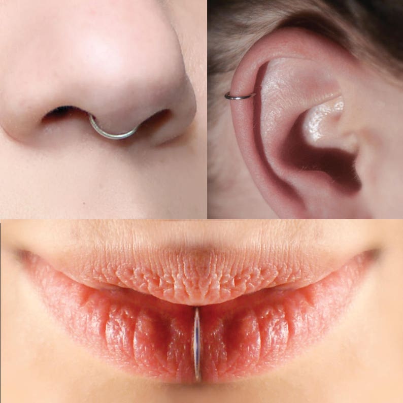 Fake Piercing Set 20 Gauge Gold Silver OR Rose Gold Faux Lip Etsy