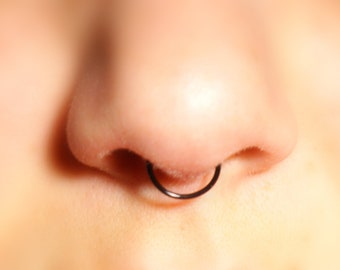 Fake Septum Ring, Black, 20 gauge - NO PIERCING REQUIRED, fake septum, fake septum piercing, faux septum, fake piercing, fake nose ring