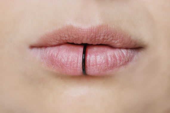 Extra Thick Lip Cuff NO PIERCING Black 16 Gauge Lip Cuff Faux Lip Ring Fake Piercing Labret Comfortable Fake Lip Ring Handmade Etsy Canada
