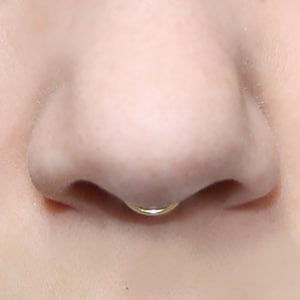 Peekaboo Fake Septum Ring, SMALL HOOP, 20 gauge, Gold (fake nose ring) tiny, plain, simple, septum cuff, minimalist