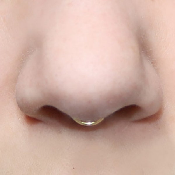 Peekaboo Fake Septum Ring, SMALL HOOP, 20 gauge, Gold (fake nose ring) tiny, plain, simple, septum cuff, minimalist