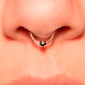 Fake Septum Ring, Thick Septum Cuff (rose gold with 1 ball) - 18 gauge fake septum ring NO PIERCING REQUIRED, Fake Septum, Fake Piercing