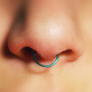 Green Fake Septum Ring: 20 Gauge, No Piercing Required