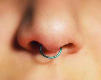 Fake Septum Ring, Green - No Piercing Required (fake nose ring) 20 gauge, plain, simple, fake septum piercing, fake piercing, fake nose ring