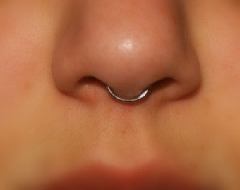 Fake Septum Ring: Standard Hoop (10mm), SILVER, Think Hoop (20 Gauge) Handmade