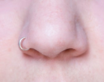 SMALL Fake Nose Ring (silver) plain, simple nose cuff  NO PIERCING  20 gauge, fake piercing, faux nose ring, delicate, tiny, hoop, piercings