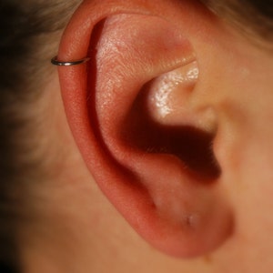 Sterling Silver Comfortable Fake Earring, Helix | Cartilage | Forward Pinna Ear Cuff  NO PIERCING REQUIRED 20 gauge minimalist hoop earrings
