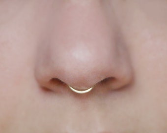 NEW! FREE SHIP Thick Peekaboo Fake Septum Ring Small Hoop, 18 gauge, Gold, Silver, Rose Gold fake nose ring tiny, plain, simple septum cuff