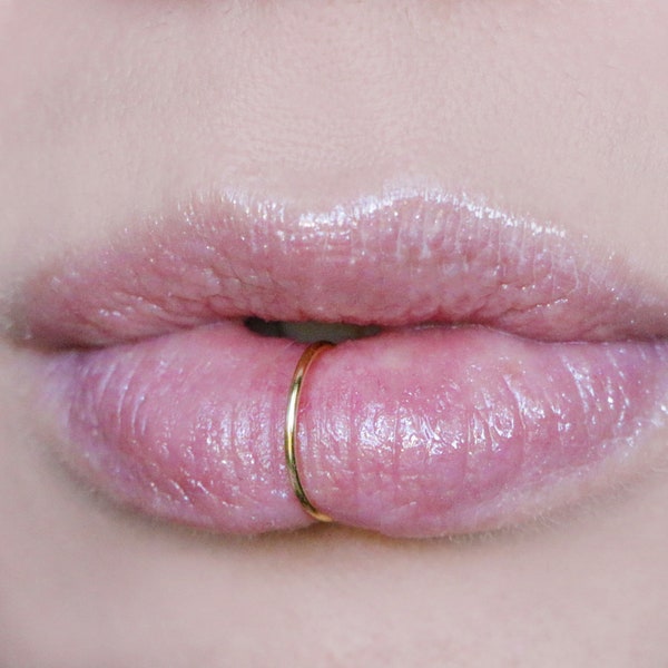 14k Gold Filled Lippenmanschette, handgemachter Fake Lip Ring, kein Piercing erforderlich