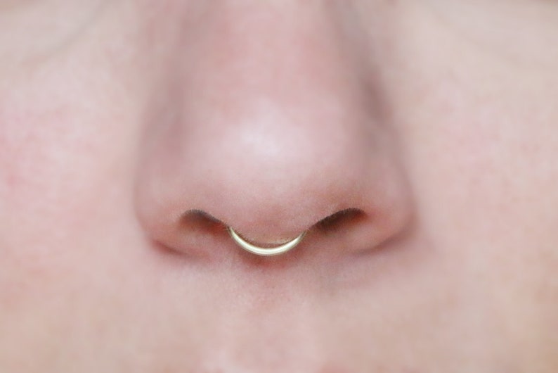 Silver Rose Gold fake nose ring tiny Gold minimalist NEW plain simple septum cuff Thick Peekaboo Fake Septum Ring SMALL HOOP 18 gauge