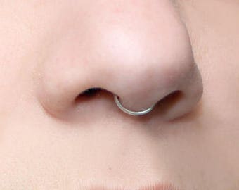 NEW! Peekaboo Fake Septum Ring, SMALL HOOP, 20 gauge, silver, rose gold, gold (fake nose ring) tiny, plain, simple, septum cuff, minimalist
