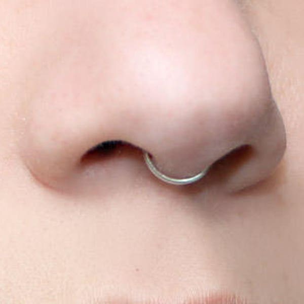 Peekaboo Fake Septum Ring, sterling silver, SMALL HOOP, 20 gauge (fake nose ring) tiny, plain, simple, septum cuff, minimalist