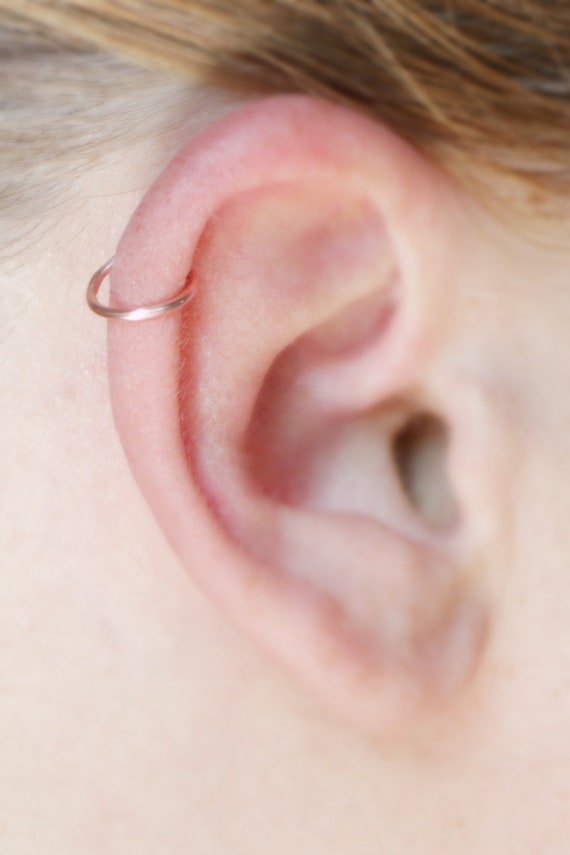 THICK Fake Earring Helix cartilage Ear Cuff rose Gold 18 Gauge Faux Hoop Earrings Plain Simple Minimalist NO Piercing Required Etsy