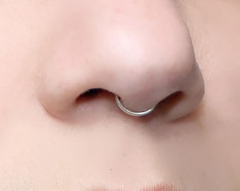 Peekaboo Septum Cuff: Snug Fit, Thin Hoop (20 Gauge) Dainty SILVER Nose Cuff