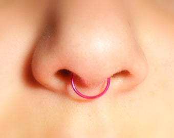 Pink Septum Nose Cuff - No Piercing Required (fake nose ring), 20 gauge, plain, simple septum ring, septum cuff, fuschia, hot pink