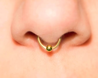 Fake Septum Ring (gold with 1 ball) 18 gauge, septum cuff NO PIERCING NEEDED! faux nose ring, fake nose ring, cheater jewellery, faux septum