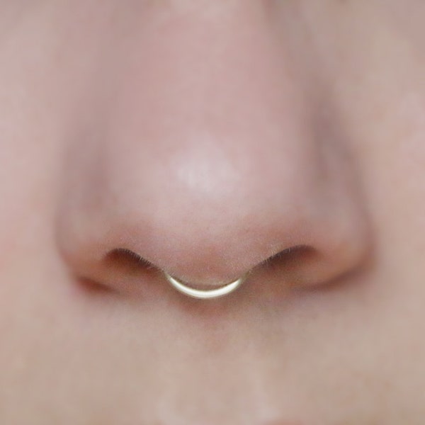 Peekaboo Sterling Silver Septum Cuff, small hoop, 18 gauge, fake nose ring tiny, fake septum ring, plain, simple septum cuff, minimalist