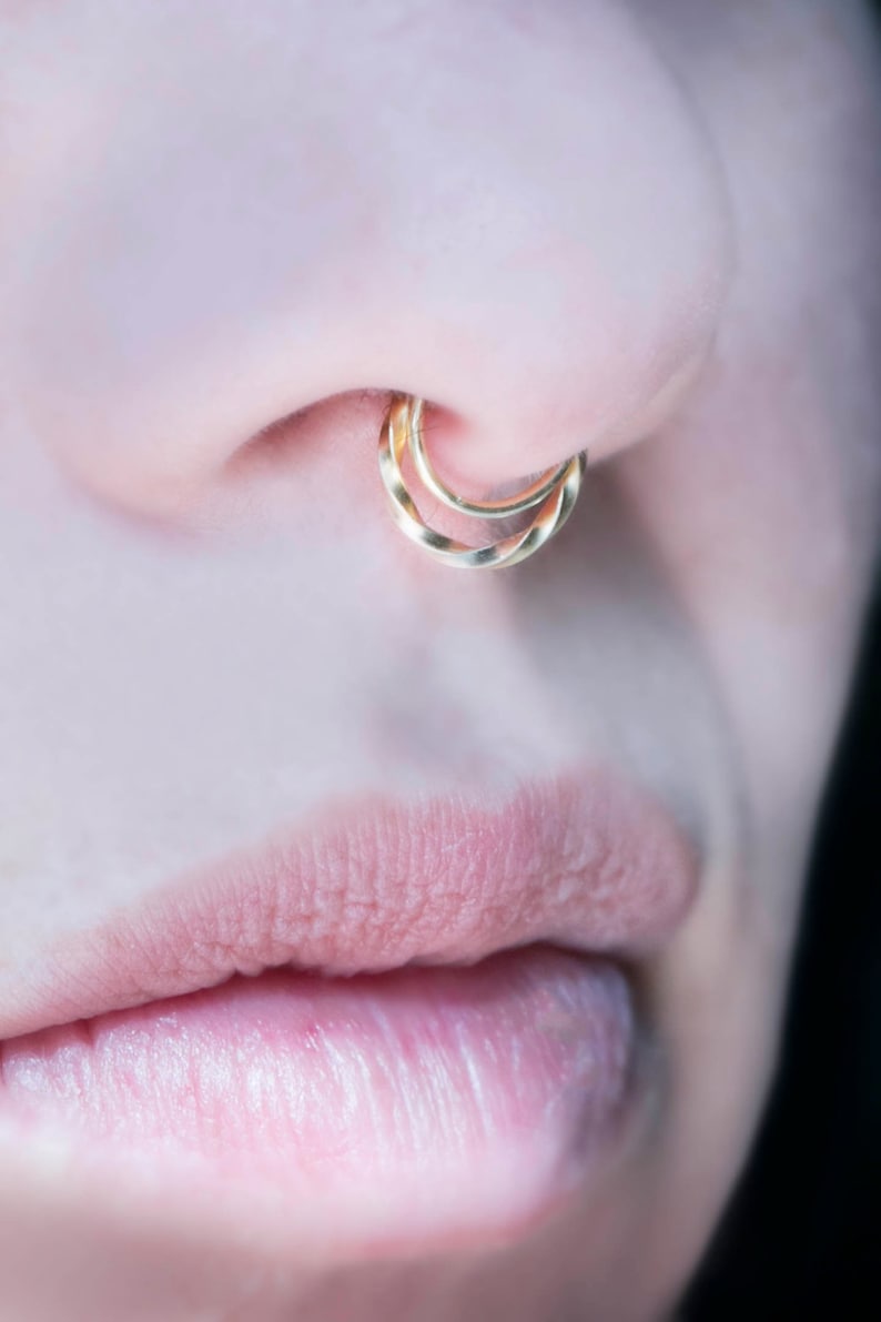 Septum Set Fake Septum Ring Gold Fake Nose Ring 18 Gauge Etsy