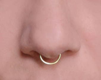 16 Gauge Fake Septum Ring, Nose Cuff (gold) No Piercing Required, EXTRA Thick, faux, fake nose ring, gift, plain, simple septum cuff