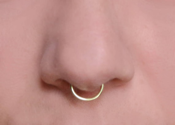 16 Gauge Fake Septum Ring Nose Cuff gold No Piercing Required