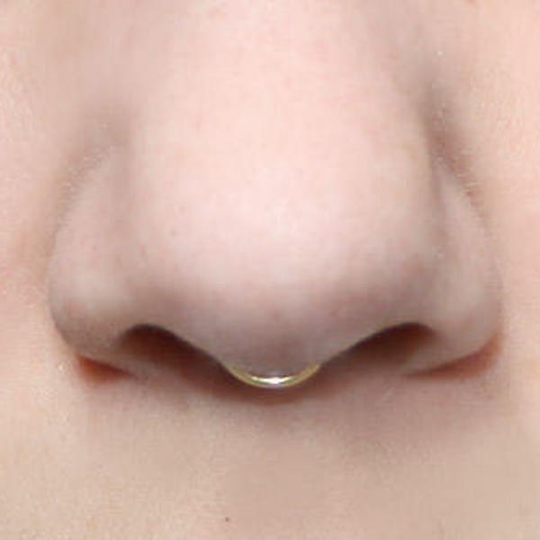 Peekaboo Fake Septum Ring, 14k gold filled, SMALL HOOP, 20 gauge (fake nose ring) tiny, plain, simple, septum cuff, minimalist