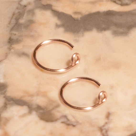 NO PIERCING Rose Gold Stackable Earring 18 Gauge Conch Hoop Fake Earring Cartilage Fake Piercing Faux Orbital Ear Cuff Etsy Canada