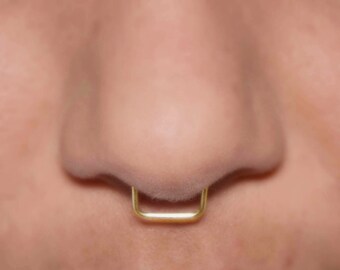 Square Septum Nose Ring Cuff © (fake nose ring) silver/gold - No Piercing Required