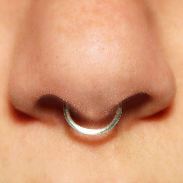 Fake Septum Ring, 18 gauge Septum Cuff, ALL COLORS, No Piercing Required, faux nose ring, plain, simple, large hoop, minimalist body jewelry