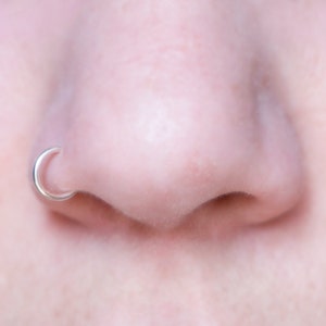 Fake Nose Ring, Sterling Silver, SMALL hoop - NO PIERCING  20 gauge, plain, simple, tiny, delicate, faux nose ring, fake piercing