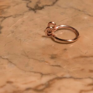 May include: A rose gold nose ring with a double loop design.