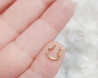 Handmade 14k Gold, Micro Septum Cuff: Dainty, Snug Fit, Comfortable Fake Septum Ring