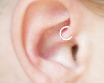 Silver Daith Ear Cuff: Thin Hoop, No Piercing Required (3 sizes)