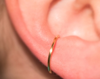 Handmade 14k Gold, Fake Conch Piercing: Clip on Earrings, No Piercing Required