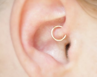 Fake Daith Piercing: Gold Ear Cuff ( 3 hoop sizes) No Piercing Required