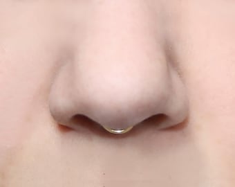 Handmade Snug Fit, Peekaboo Septum Cuff:  GOLD Thin Hoop (20 gauge) Fake Piercing