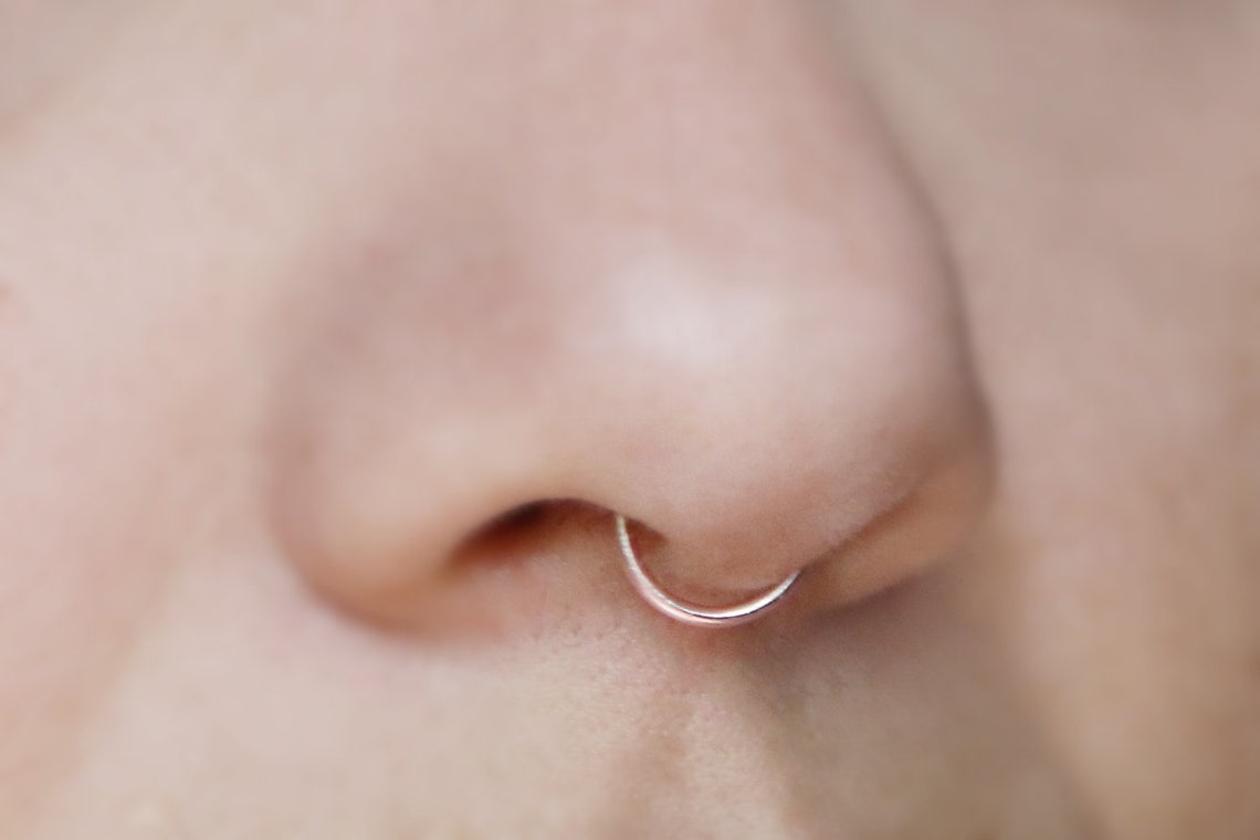 Peekaboo Septum Cuff NO PIERCING Small Hoop, Thick 18 Gauge, Gold