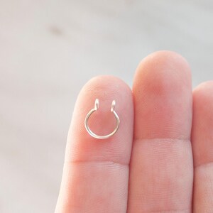 Handmade Mini Septum Cuff: 925 Sterling Silver, Snug Fit. Dainty Fake Nose Ring
