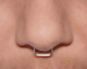 Sterling Silver Square Septum Nose Ring Cuff © (fake nose ring)  - No Piercing Required