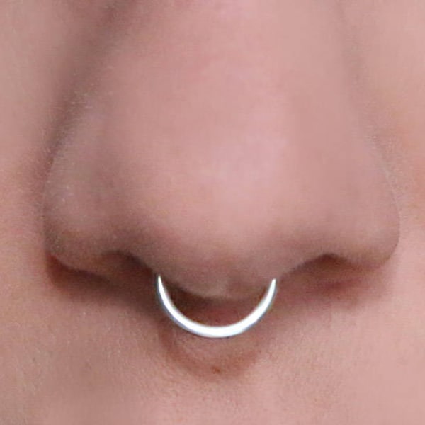 NEW! 16 Gauge Fake Septum Ring, Nose Cuff (silver) No Piercing Required, EXTRA Thick, faux, fake nose ring, plain, bullring, septum cuff