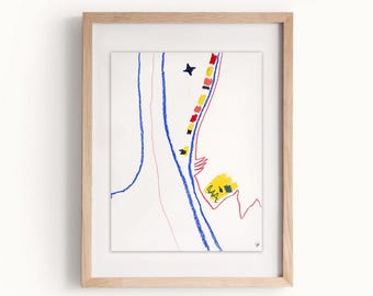 Moroccan Market Inspired Abstract Original Artwork - Minimalist Contemporary Mixed Media Painting on Paper