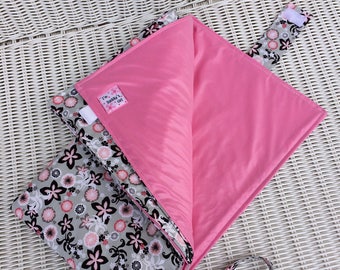 CUSTOM Waterproof Changing Pad with Wristlet Strap and Pockets