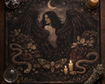 Lilith Altar Cloth, Dark Goddess Ritual Cloth, Divine Feminine Witch Decor, Shadow Work Altar, Pagan Wiccan Sacred Space