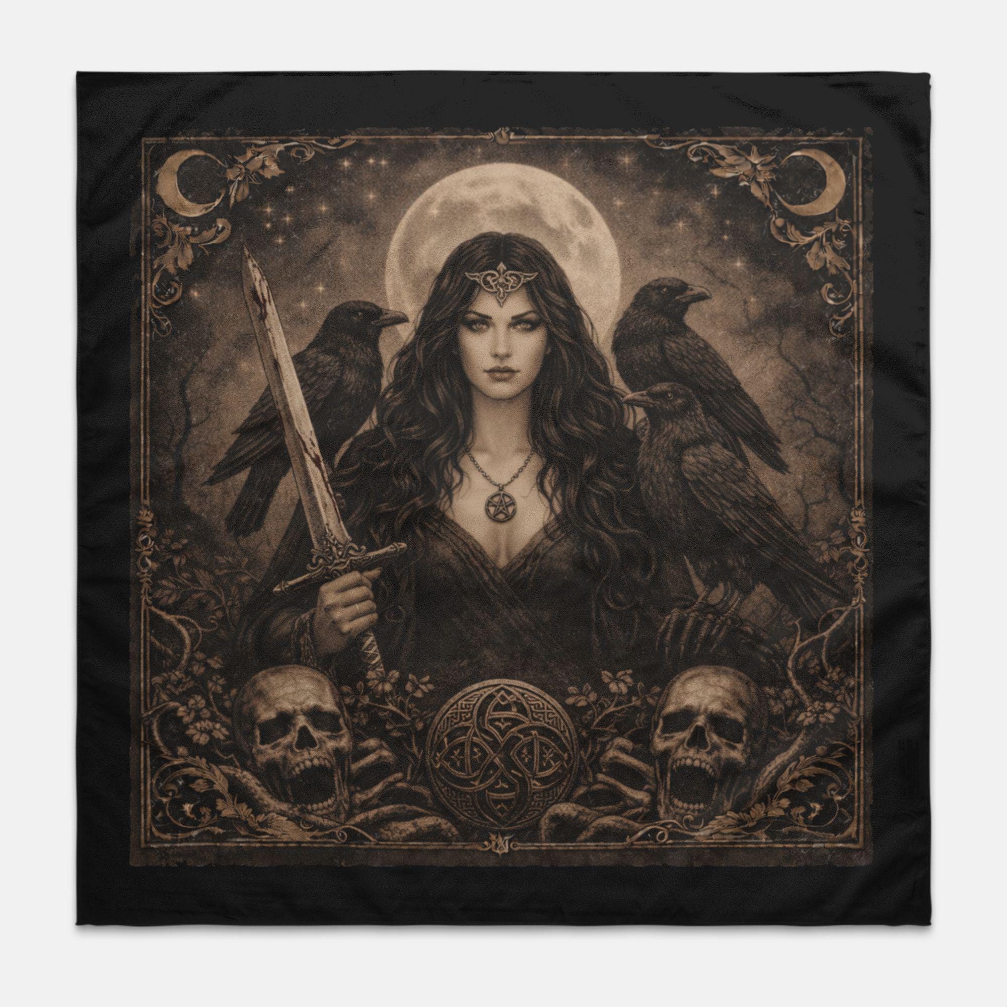 The Morrígan Altar Cloth, Celtic War Goddess Tapestry, Raven Goddess ...
