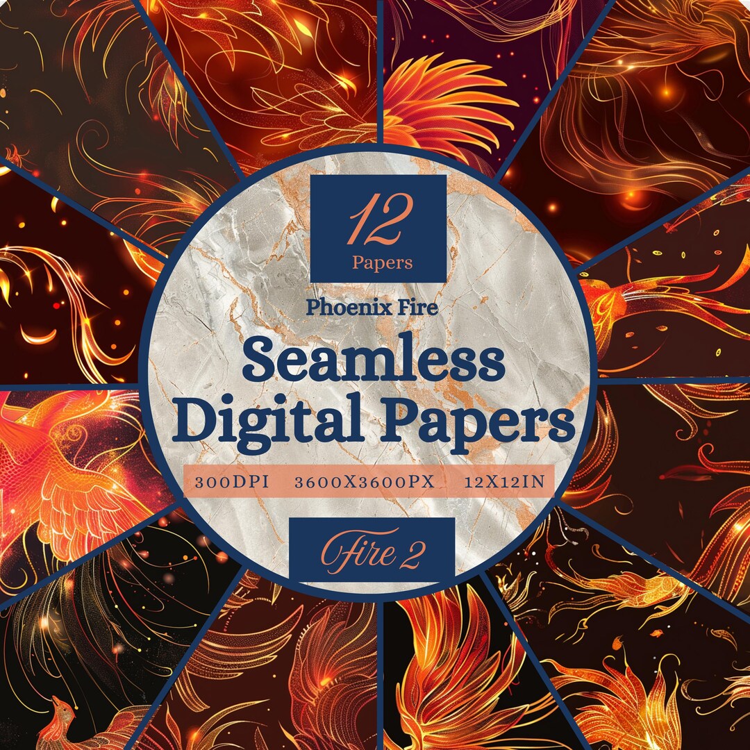 Phoenix Fire Seamless Papers, Printable Squares, Creatures, Fire 2 ...