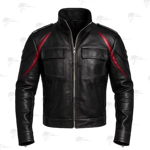 James Heller Prototyp 2 Lederjacke: Schwarz Rote Cosplay Bikerjacke