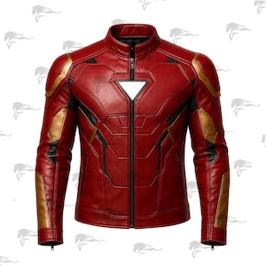 Red Arc Reactor Style Superhero Jacket Futuristic Armored Cosplay Biker Outfit for Men Comic Convention Costume Gift For Fans