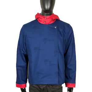 Anime Inspired Duelist Jacket: Purple Cotton Streetwear Cosplay Outfit, Red Hood Detail