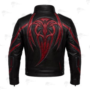 James Heller Prototype 2 Leather Jacket: Black Red Cosplay Biker Jacket